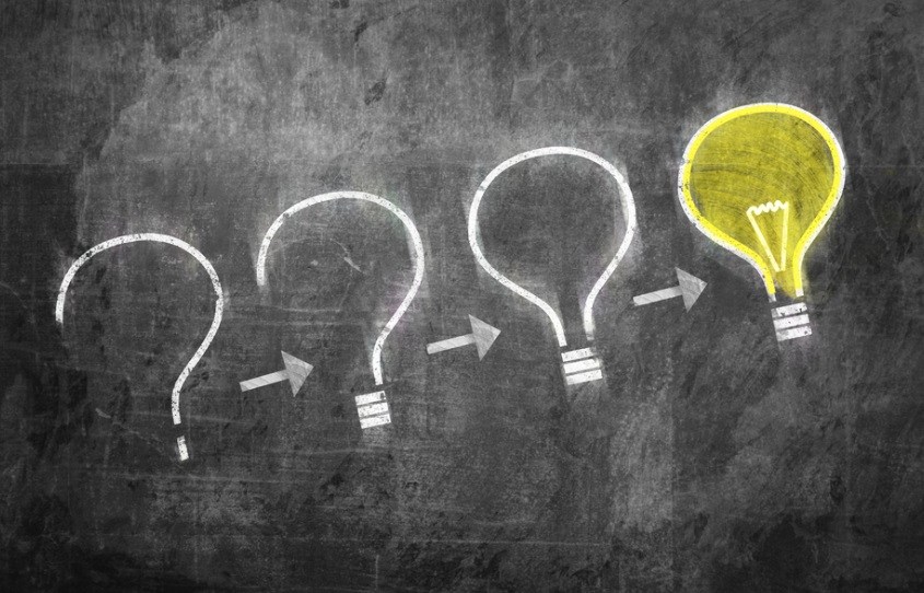 asking questions on chalkboard