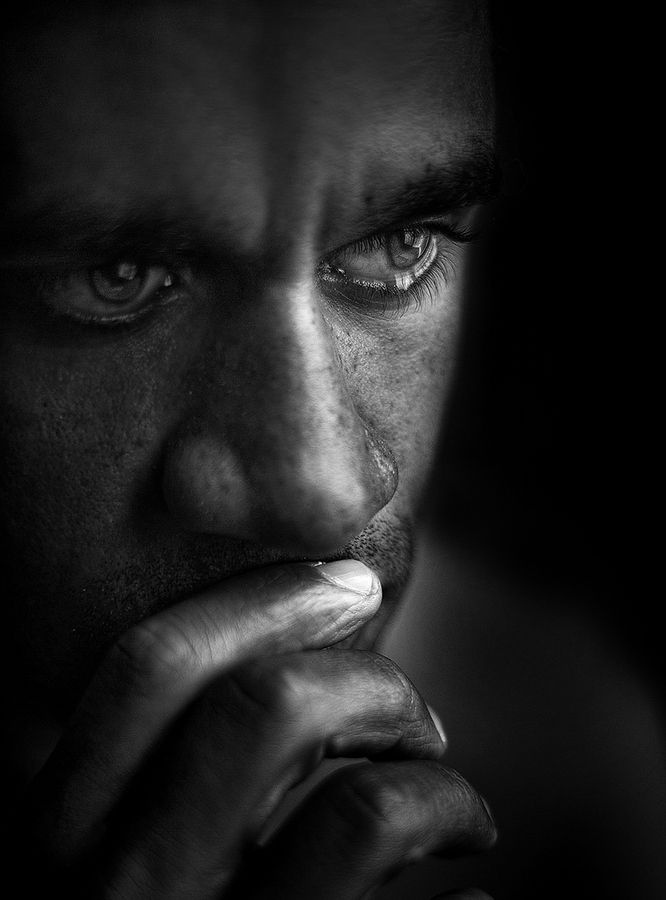 Man longing black and white