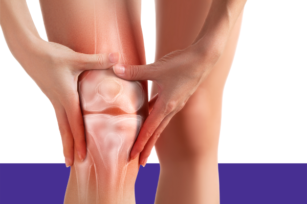 Woman holding her knee