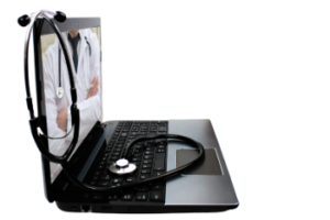 Laptop and stethoscope 